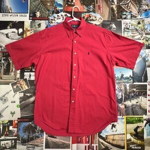 Polo Ralph Lauren Blake Shirt Mens Large Red Short Sleeve Cotton Button Down L